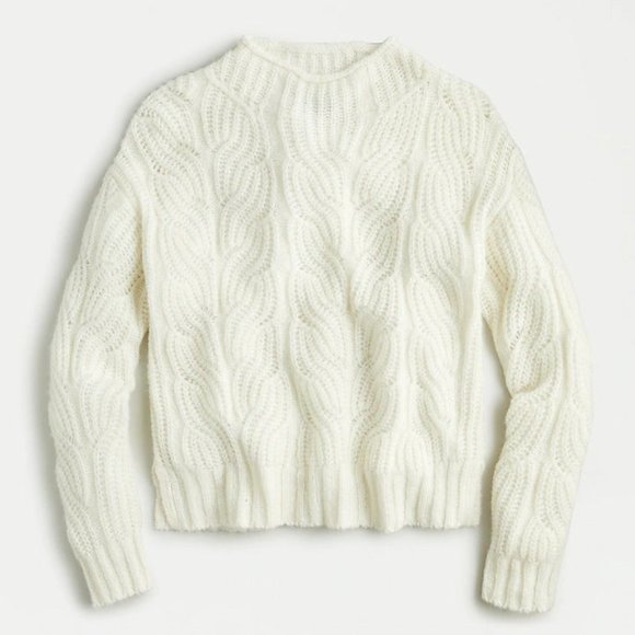 J. Crew Sweaters - J.Crew Pointelle Cable Sweater in Ivory - Medium